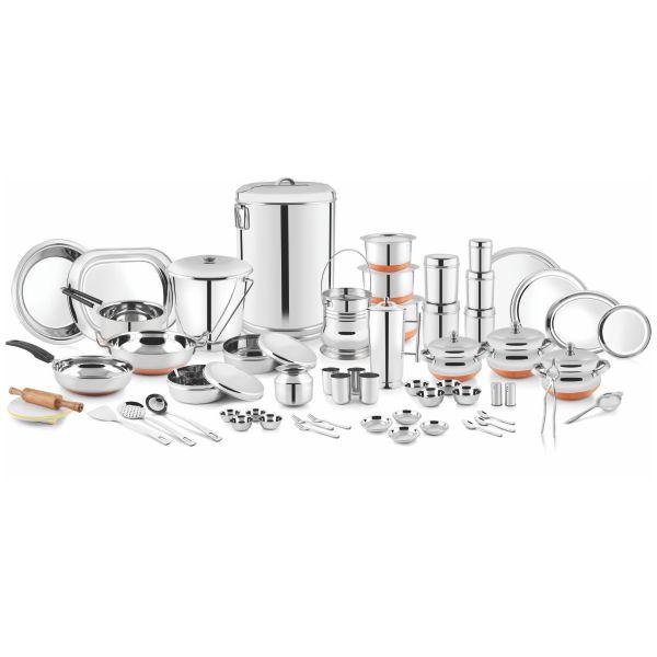 PNB Kitchenmate Kitchen Set Copper Bottom 111 Pcs (Silver Line) - PNB Kitchenmate